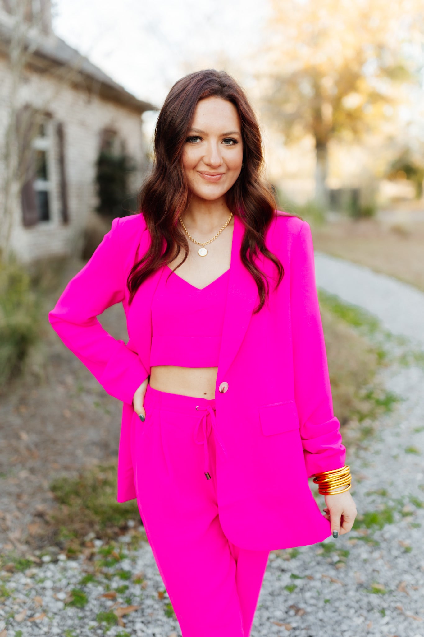 Magenta Three Piece Suit Set