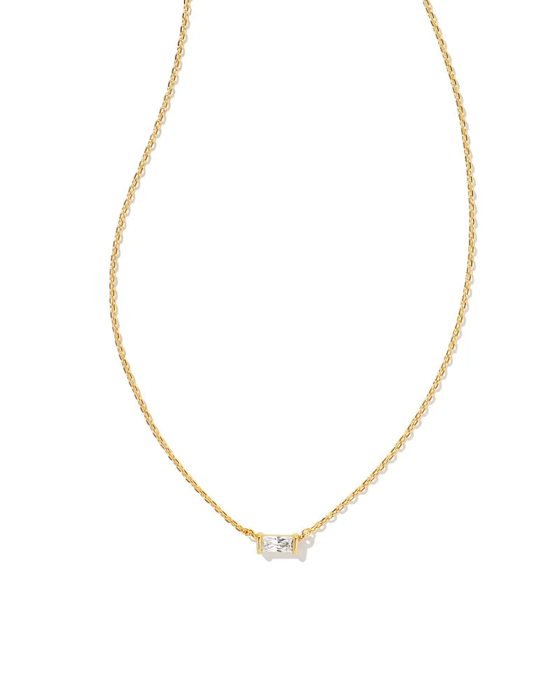 Kendra Scott Juliette Pendant Gold Necklace in White Crystal