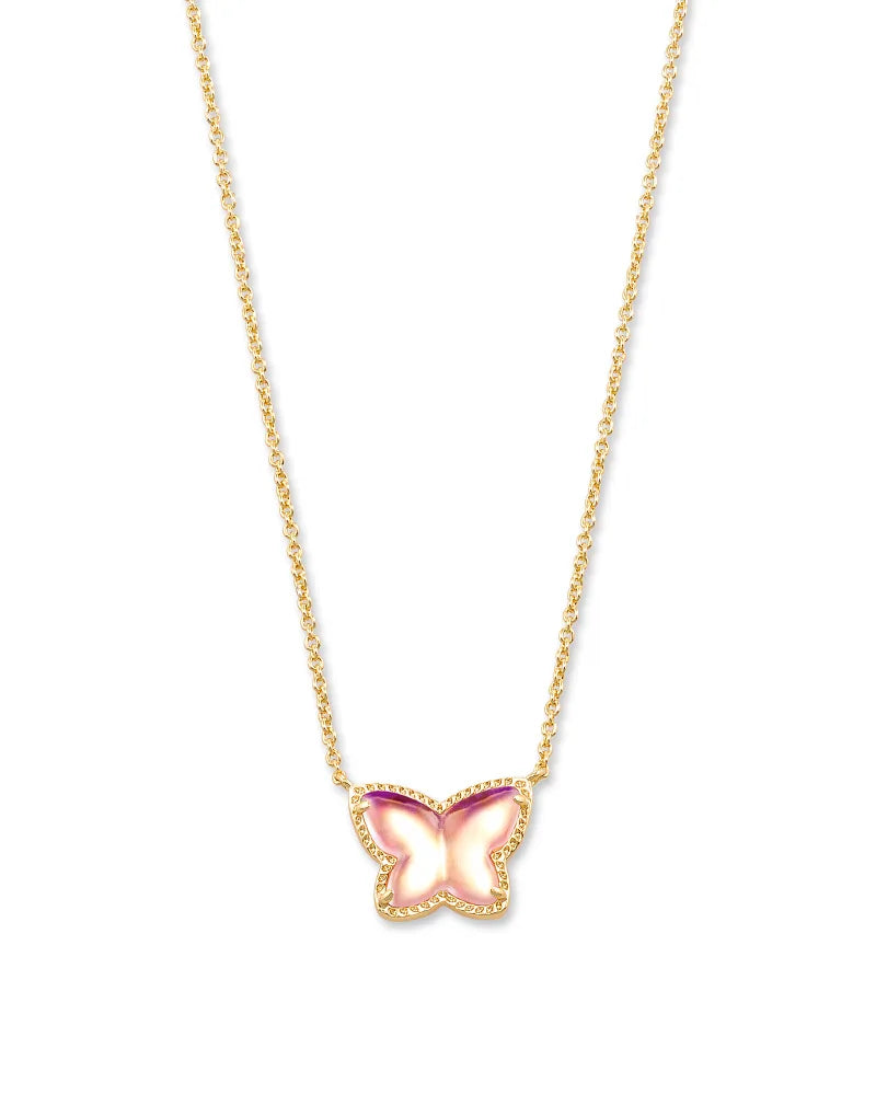 Kendra Scott Lillia Gold Necklace in Blush Dichroic Glass